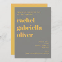 Bold Typography Yellow and Grey Bat Mitzvah