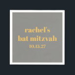 Bold Typography Yellow Grey Custom Bat Mitzvah Napkin<br><div class="desc">Bold Typography Yellow and Grey Custom Cute Bat Mitzvah Napkins</div>