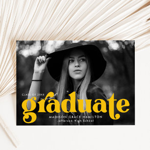 Bold Typography Yellow Photo Graduation Announcement