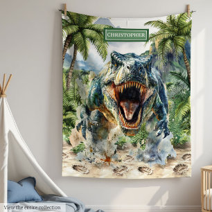 Bold Tyrannosaurus Dinosaur Blanket Personalized