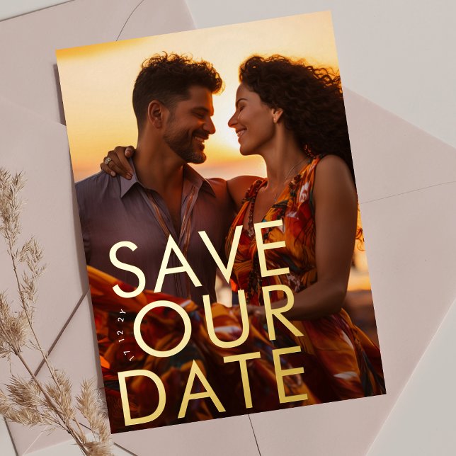 bold ultra modern gold photo save our date (Creator Uploaded)