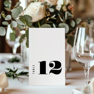 Bold Unique Contemporary Black White Wedding Table Number