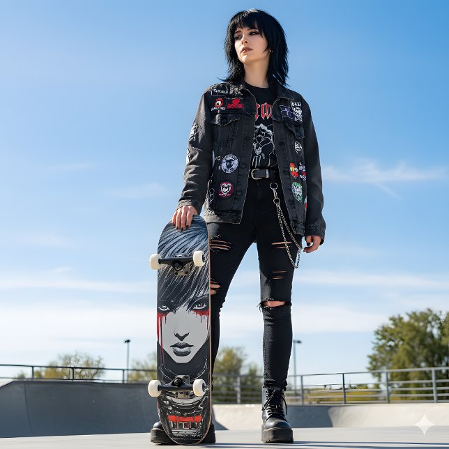 Bold Urban Emo Girl Cyber 2K Gothic Skateboard (Creator Uploaded)