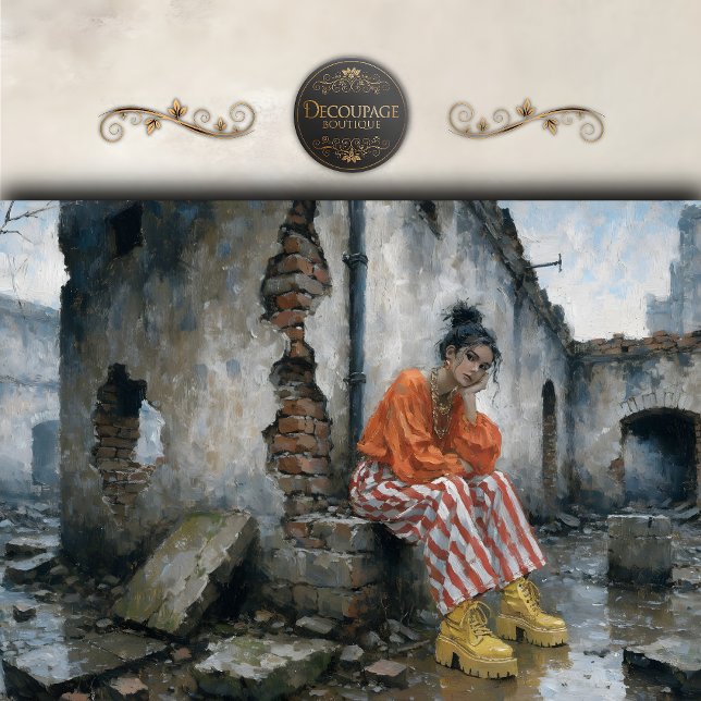 Bold Urban Woman Red White Stripes Decoupage Tissue Paper (Bold Urban Woman Red White Stripes Decoupage Tissue Paper)