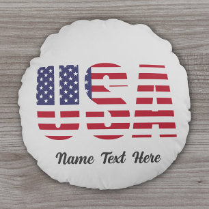 Bold USA Meditation Yoga Round 14" Throw Pillow