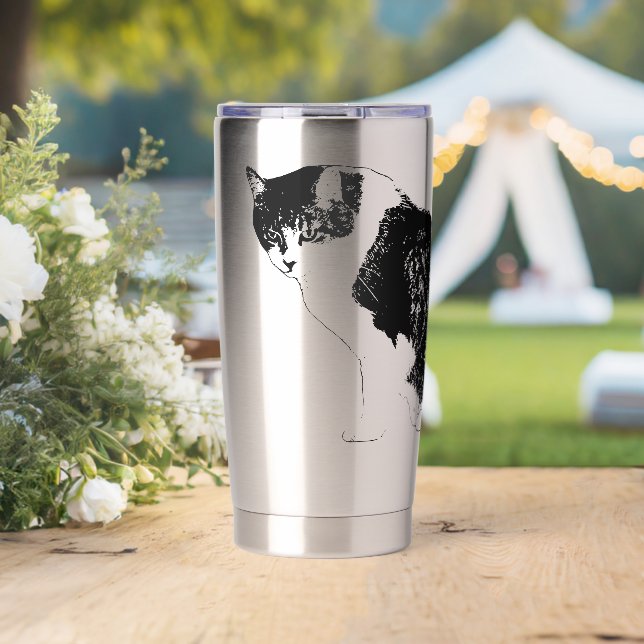 Bold Vector Cat Brings Focus to Every Sip Insulated Tumbler (Wedding (Rotated))