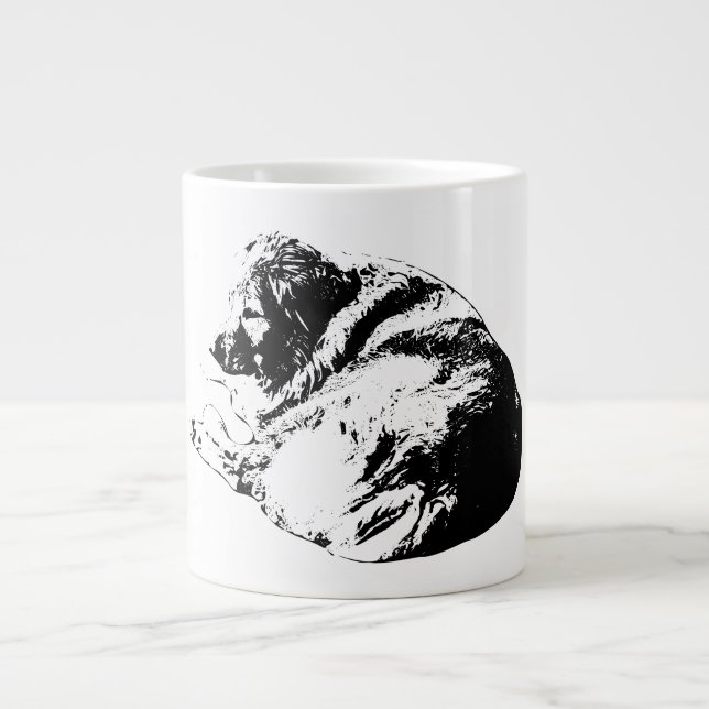 Bold Vector Dog Offers Calm for Cozy Winter Sips Large Coffee Mug (Front)