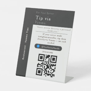 Bold Venmo Tips QR Code Sign Venmo Tips