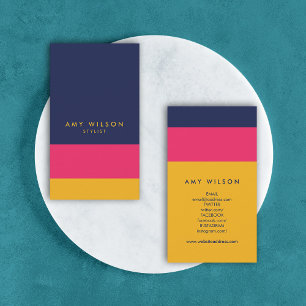Bold Vibrant Colour Block Vertical Social Media Business Card