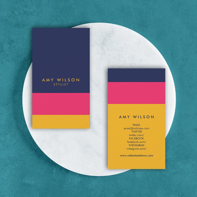 Bold Vibrant Colour Block Vertical Social Media Business Card (Creator Uploaded)
