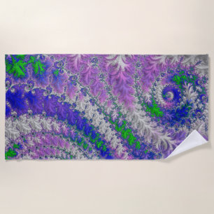 Bold Vibrant Colourful Funky Trippy Fractal Spiral Beach Towel