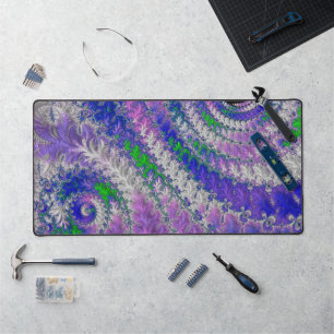 Bold Vibrant Colourful Funky Trippy Fractal Spiral Desk Mat