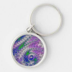 Bold Vibrant Colourful Funky Trippy Fractal Spiral Key Ring