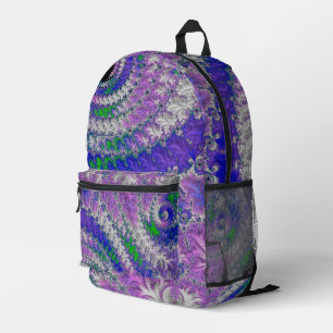 Bold Vibrant Colourful Funky Trippy Fractal Spiral Printed Backpack