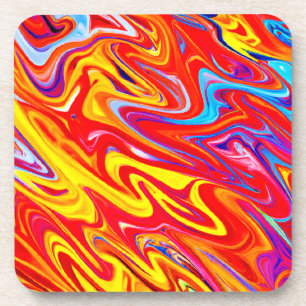 Bold Vibrant Hot Colours Pattern Design Coaster