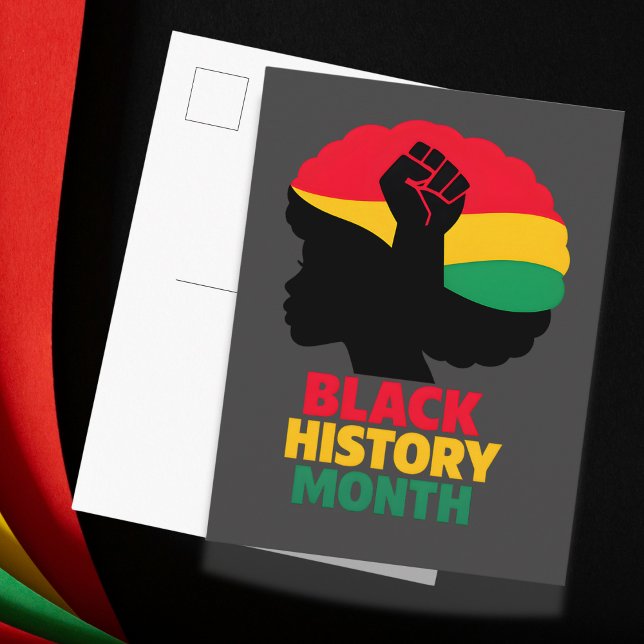 Bold Vibrant Pan African Silhouette Afro Woman  Postcard (Bold Vibrant Pan African Silhouette Afro Woman Postcard)