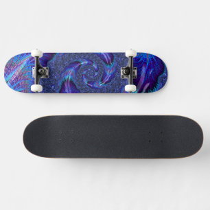 Bold Vibrant Psychedelic Spiraling Fractal Art Skateboard