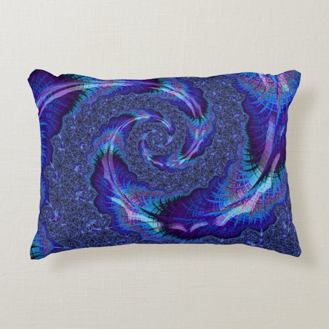 Bold Vibrant Psychedelic Spiralling Fractal Art Decorative Cushion (Front)