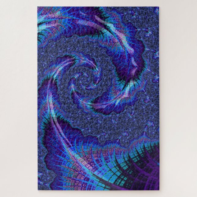 Bold Vibrant Psychedelic Spiralling Fractal Art Jigsaw Puzzle (Vertical)