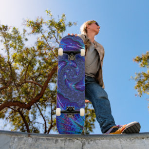 Bold Vibrant Psychedelic Spiralling Fractal Art Skateboard