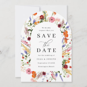 Bold Vibrant Wildflowers Wedding Save The Date