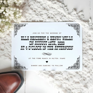 Bold Vintage Cowboy Western Wedding Invitation
