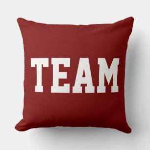 Bold Vintage Red Fun Athletic TEAM White Text Cushion