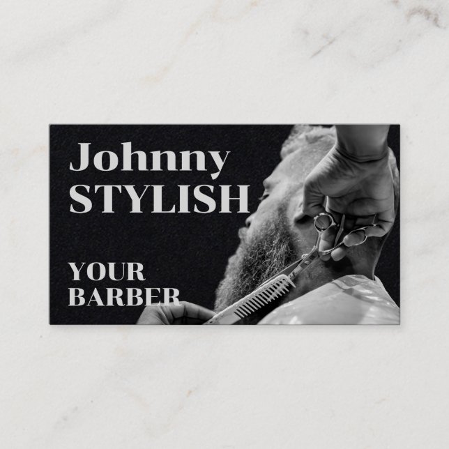 Bold vintage tone barber business card (Front)