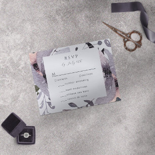 Bold Violet Plum Mauve Floral Abstract RSVP Card