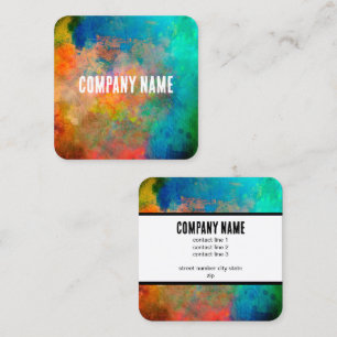 bold vivid colourful modern abstract colour splash square business card