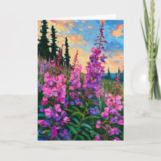 Bold Vivid Impasto Fireweed Twilight Card