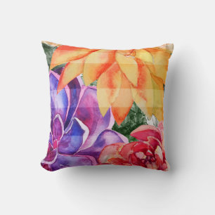 Bold Vivid Vibrant Colourful Succulents Cushion