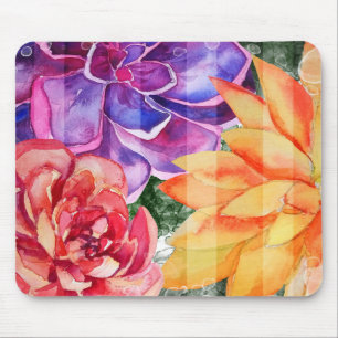 Bold Vivid Vibrant Colourful Succulents Mouse Pad