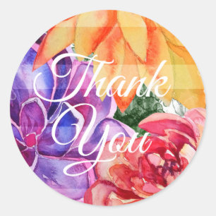 Bold Vivid Vibrant Colourful Succulents Wedding Classic Round Sticker