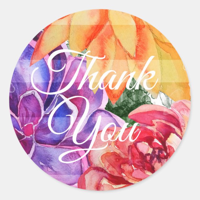 Bold Vivid Vibrant Colourful Succulents Wedding Classic Round Sticker (Front)