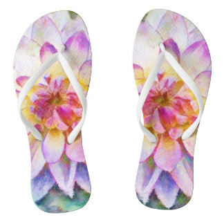 Bold Water Lily Dahlia Floral Flip Flops