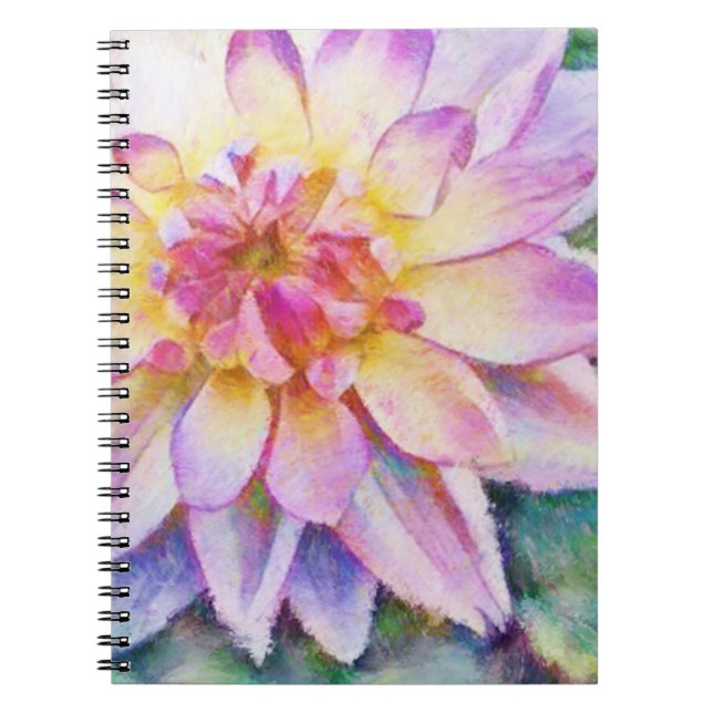 Bold Water Lily Dahlia Print Notebook (Front)