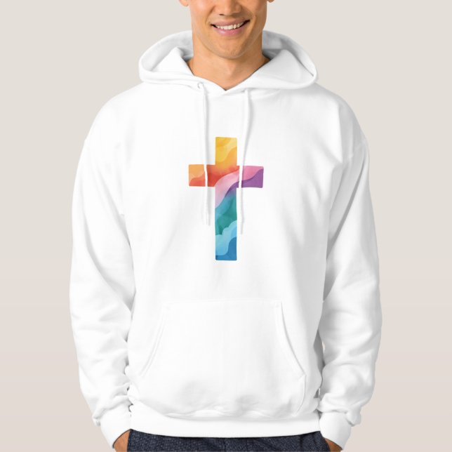 Bold Watercolor Cross Hoodie (Front)