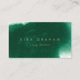 bold watercolor   emerald   writer business card