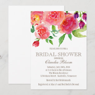 Bold Watercolor Floral Bridal Shower Invitation