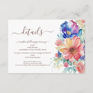 Bold Watercolor Floral Enclosure Card Blue Pink