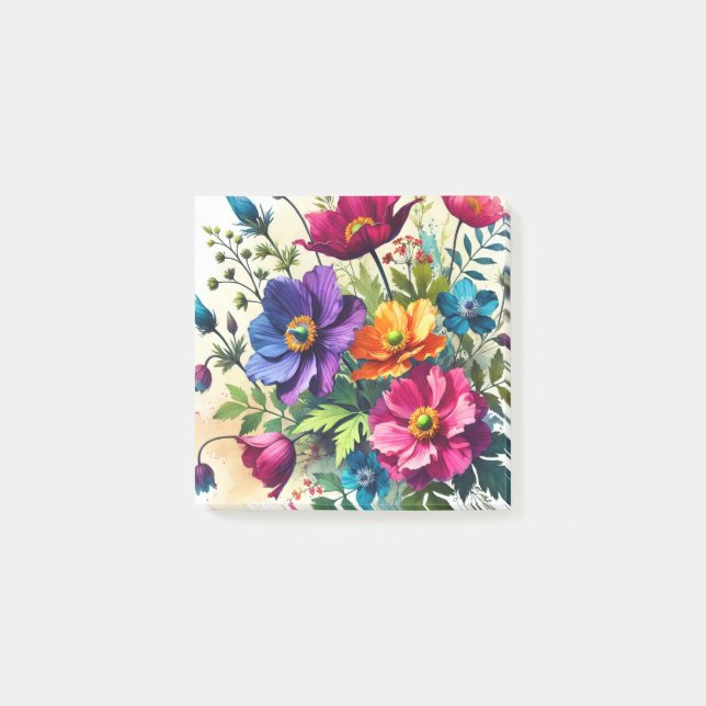 Bold Watercolor Floral  Post-it Notes (Front)