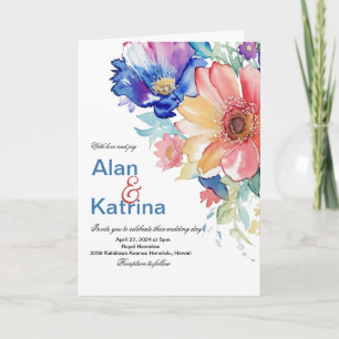 Bold Watercolor Floral Wedding Invitation