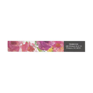 Bold Watercolor Floral Wrap Return Address Label