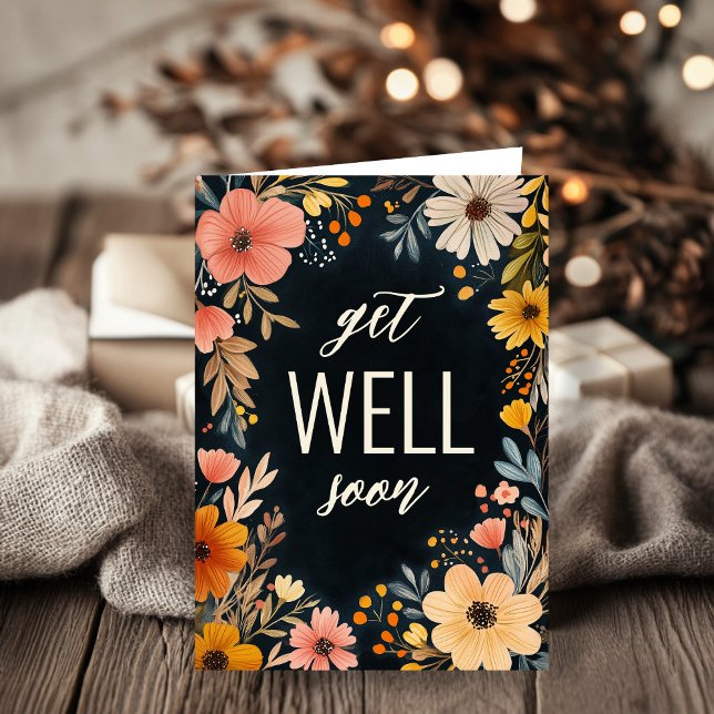 Bold Watercolor Florals  WELL SOON CUSTOM  Card (Bold Watercolor Florals WELL SOON CUSTOM Card
)