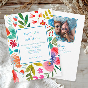 Bold Watercolor Flower Wedding Invitation