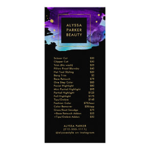 Bold Watercolor Splash Salon Price List Services Rack Card