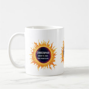 Bold Watercolor Total Solar Eclipse 2026 Name Coffee Mug