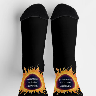 Bold Watercolor Total Solar Eclipse 2026 Name Socks