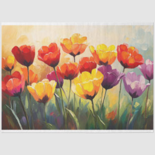Bold Watercolor Tulips in Spring Decoupage Tissue Paper